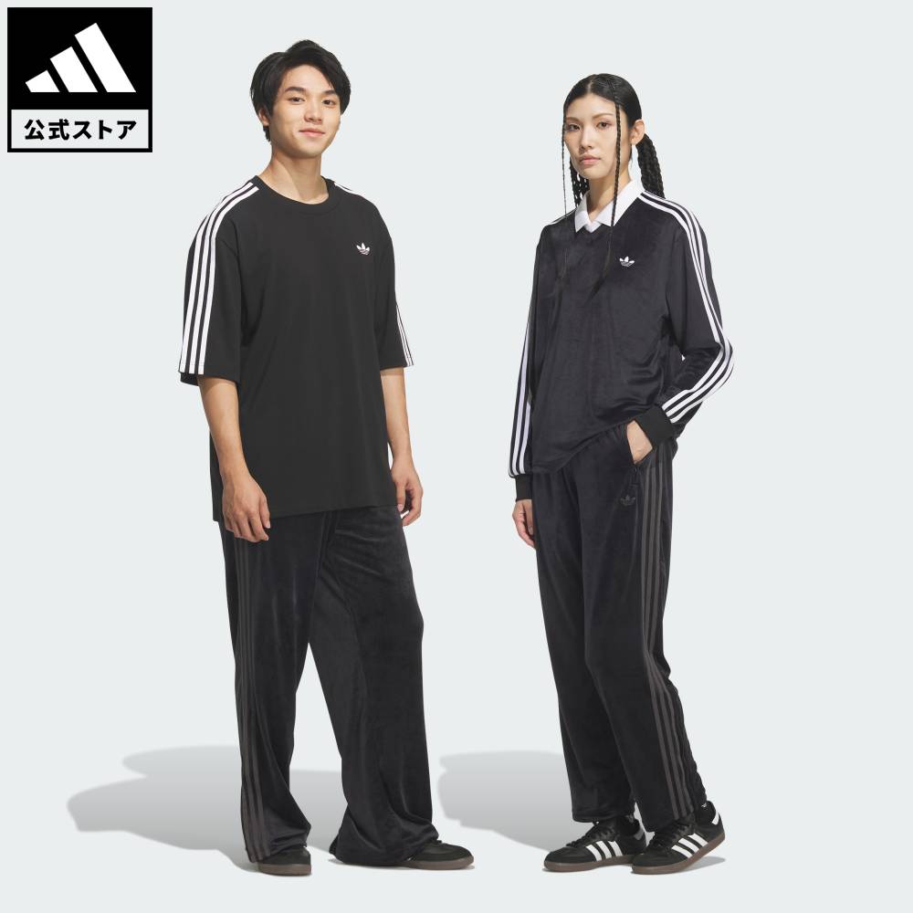 乐天商城 - 【公式】アディダス adidas 返品可 ライフスタイル FB TP ベロア トラックパンツ オリジナルス ユニセックス ウェア・服 ボトムス 黒 ブラック KQ5481