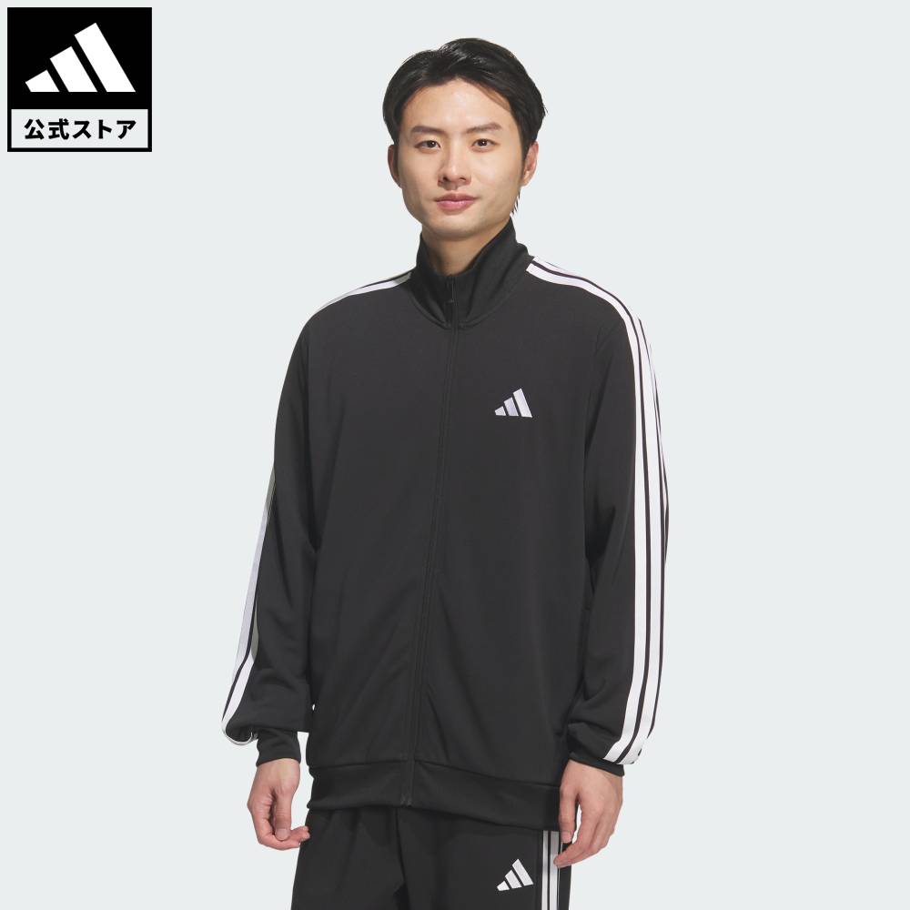 【公式】アディダス adidas 返品可 ライフスタイル スリーストライプス レギュラーフィット ダブルニット トラックトップ（ジャージ） スポーツウェア メンズ ウェア・服 トラックスーツ 黒 ブラック KR6429