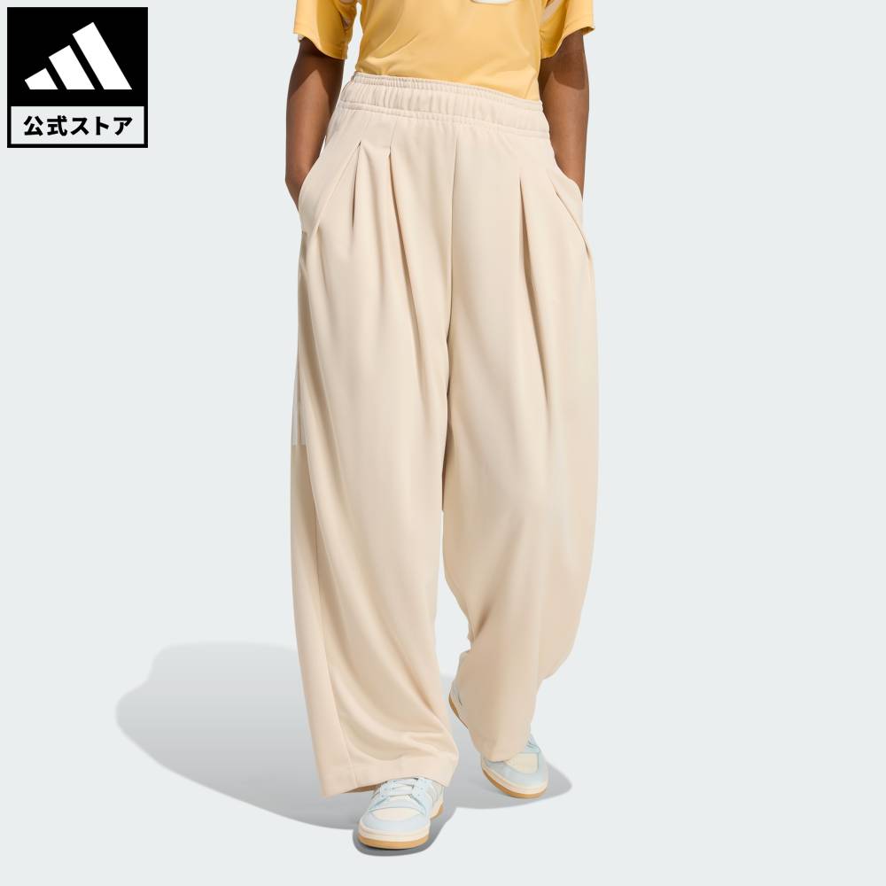 乐天商城 - 【公式】アディダス adidas 返品可 ライフスタイル ティロ スリーストライプス プリーツ パンツ スポーツウェア レディース ウェア・服 ボトムス ベージュ KE4742