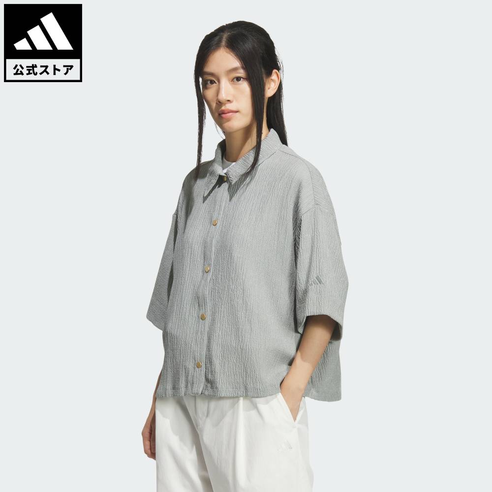 【公式】アディダス adidas 返品可 ライフスタイル SOFTLUX シアー ルーズフィット 襟付き 半袖シャツ スポーツウェア レディース ウェア・服 ベスト 緑 グリーン KF8188