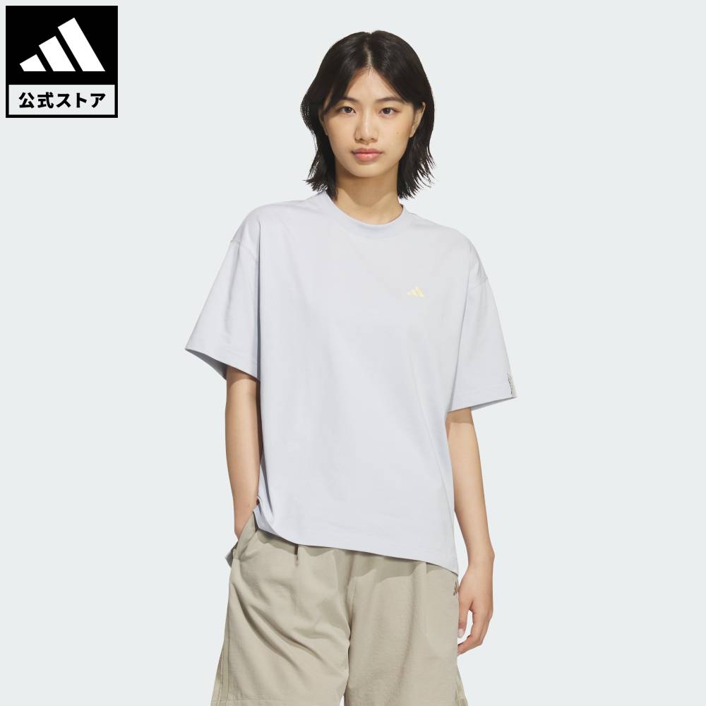 【公式】アディダス adidas 返品可 ライフスタイル エッセンシャルズ プラス スモールロゴ ルーズフィット半袖Tシャツ スポーツウェア レディース ウェア・服 Tシャツ 青 ブルー KF8272