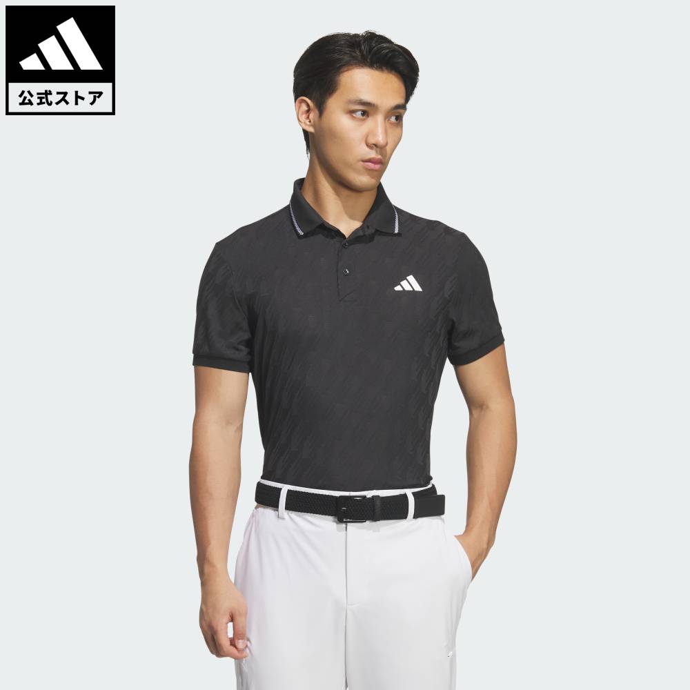 【公式】アディダス adidas 返品可 ゴルフ ジャカード 半袖ポロ パフォーマンス メンズ ウェア・服 ポロシャツ 黒 ブラック JY8232