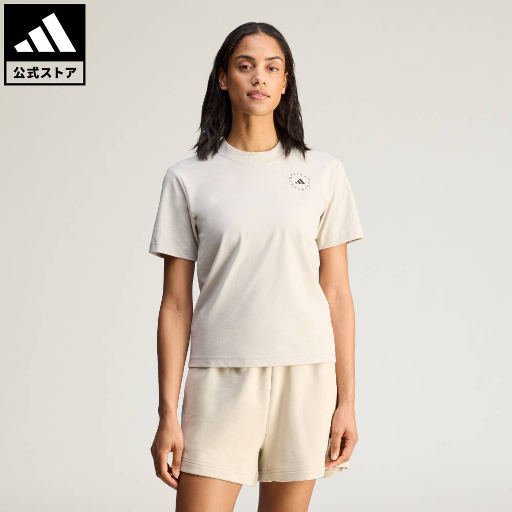 【公式】アディダス adidas 返品可 ライフスタイル adidas by Stella McCartney TrueCasuals レギュラー スポーツウェア Tシャツ アディダス バイ ステラマッカートニー レディース ウェア・服 Tシャツ ベージュ JZ0691