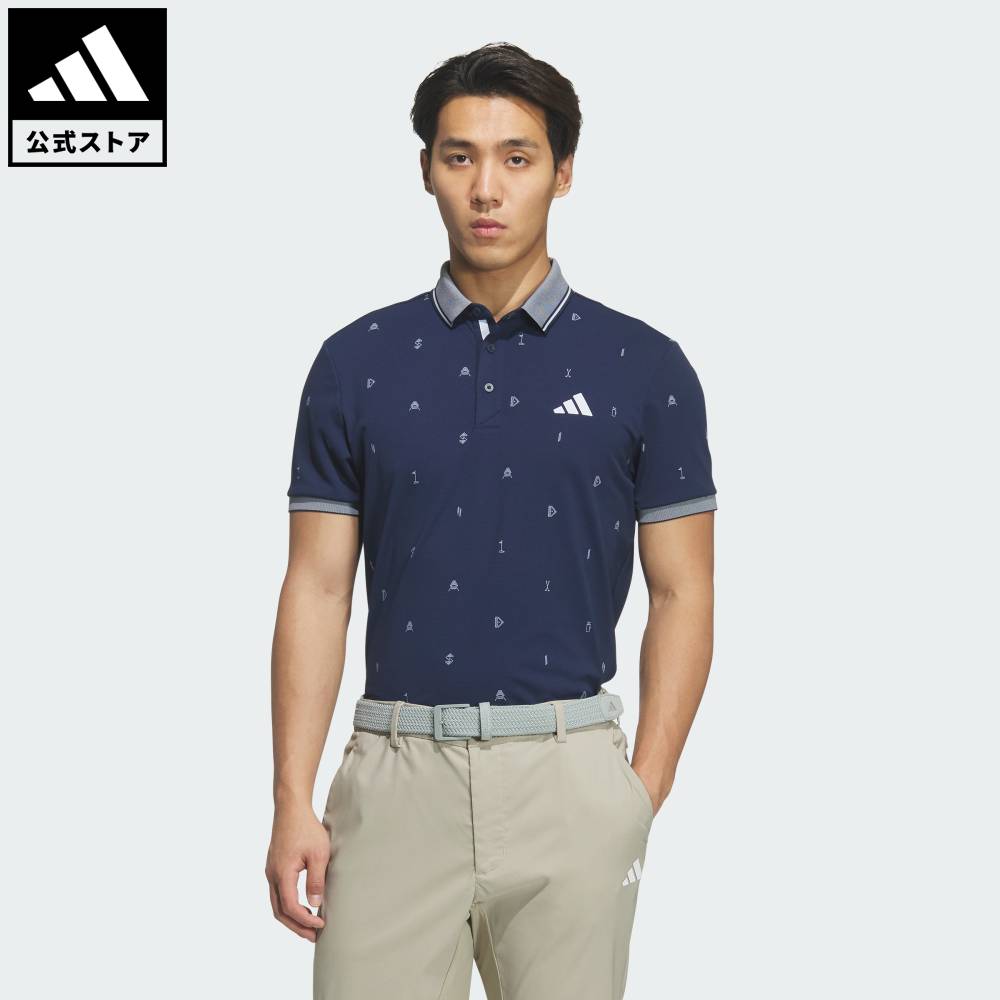 樂天商城 - 【公式】アディダス adidas 返品可 ゴルフ モノグラム 半袖ポロシャツ パフォーマンス メンズ ウェア・服 ポロシャツ 青 ブルー JZ4364
