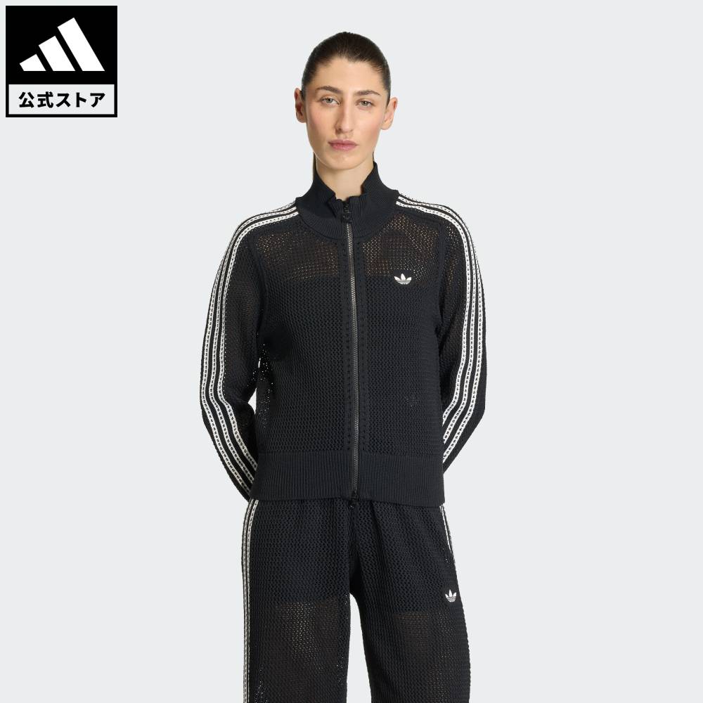 【ポイント20倍 3/20 20:00～3/26 1:59】 【公式】アディダス adidas 返品可 ライフスタイル ニット クロシェ ファイヤーバード トラックトップ オリジナルス レディース ウェア・服 ジャージ 黒 ブラック KC6497 【PT】