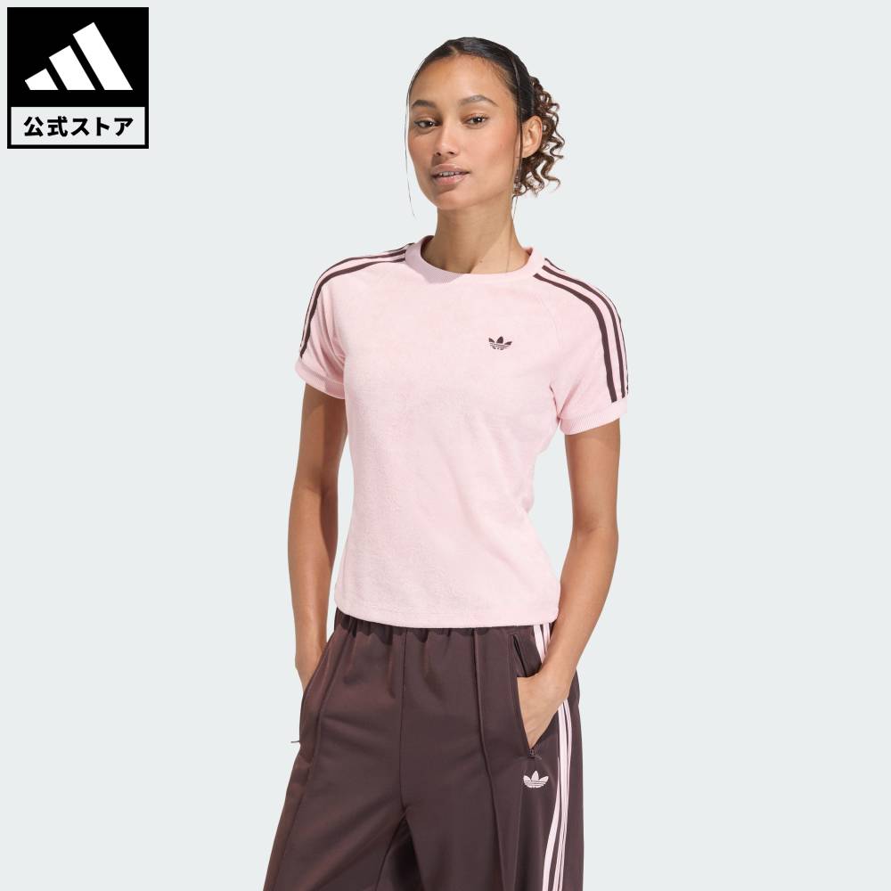 【ポイント20倍 04/29 00:00～05/06 23:59】 【公式】アディダス adidas 返品可 ライフスタイル テリータオル カリ 半袖Tシャツ オリジナルス レディース ウェア・服 Tシャツ ピンク KD1410 【PT】