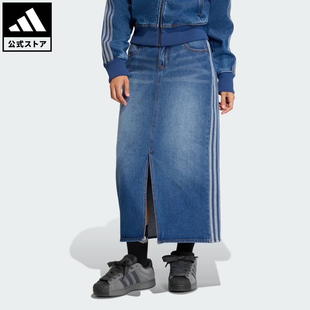 乐天商城 - 【ポイント20倍 5/9 20:00～5/20 23:59】 【公式】アディダス adidas 返品可 ライフスタイル スリーストライプス ペンシル スカート デニム オリジナルス レディース ウェア・服 スカート KD2908 【PT】