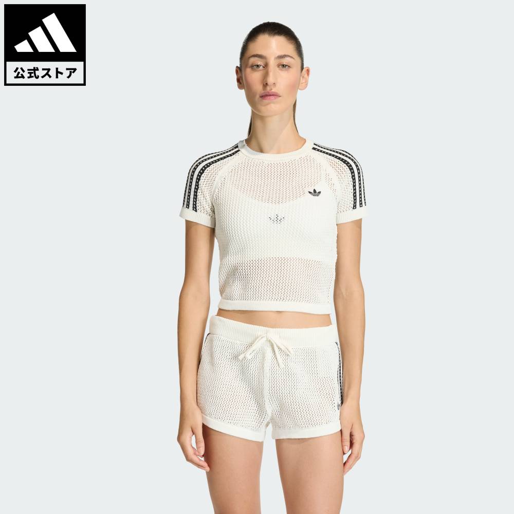 【ポイント20倍 04/29 00:00～05/06 23:59】 【公式】アディダス adidas 返品可 ライフスタイル ニット クロシェ カリ ティー オリジナルス レディース ウェア・服 Tシャツ 白 ホワイト KE0200 【PT】