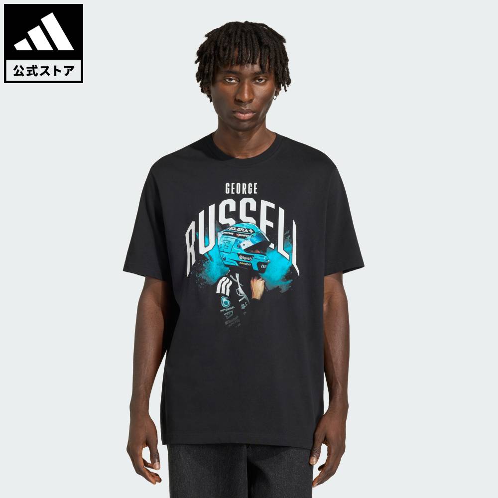 【公式】アディダス adidas 返品可 モータースポーツ MERCEDES AMG PETRONAS F1 チーム ジョージ ラッセル グラフィック半袖Tシャツ パフォーマンス メンズ ウェア・服 Tシャツ 黒 ブラック KE7746