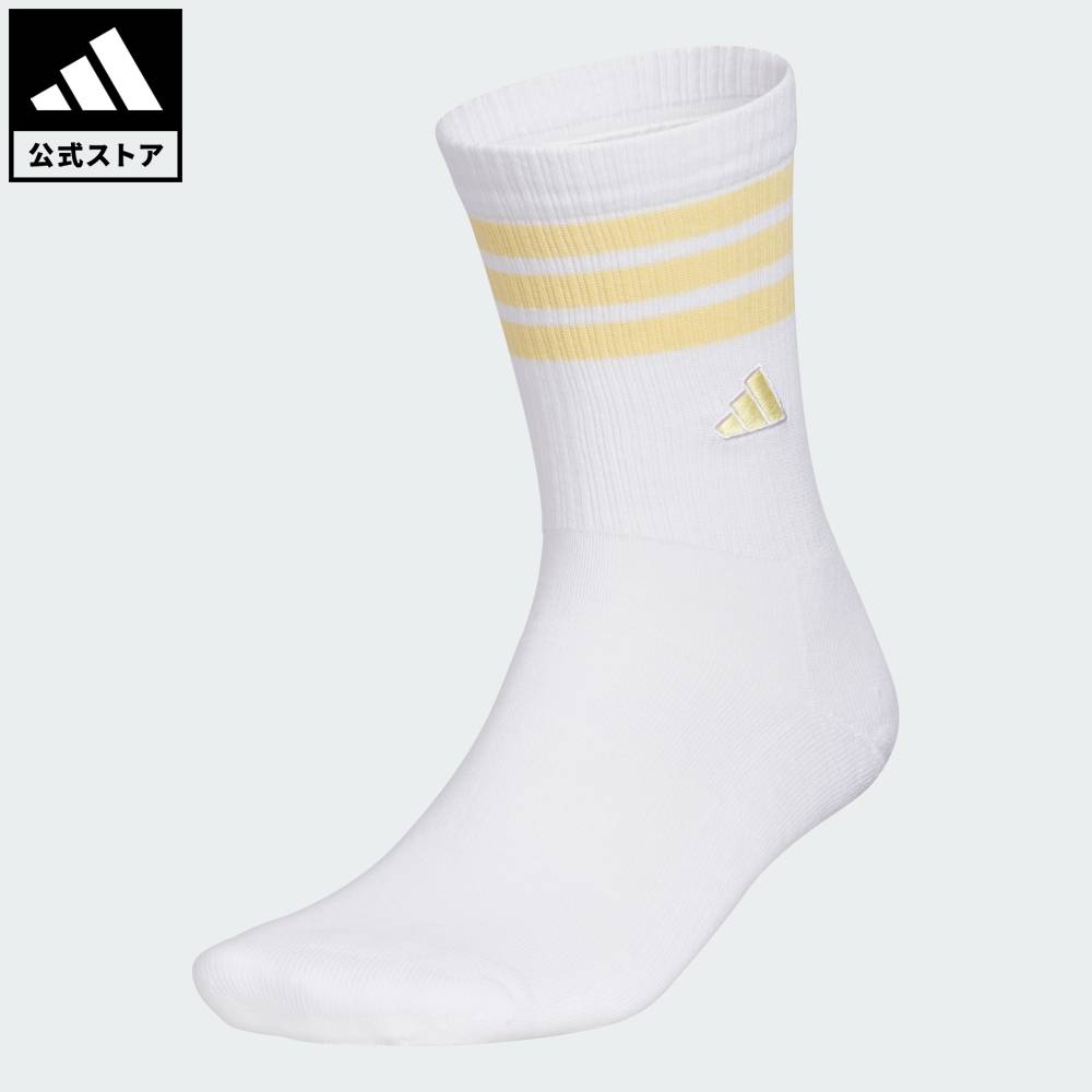 乐天商城 - 【ポイント10倍 5/9 20:00～5/20 23:59】 【公式】アディダス adidas 返品可 ゴルフ スリーストライプス クルーソックス パフォーマンス ユニセックス アクセサリー ソックス・靴下 白 ホワイト KF0465 【PT】