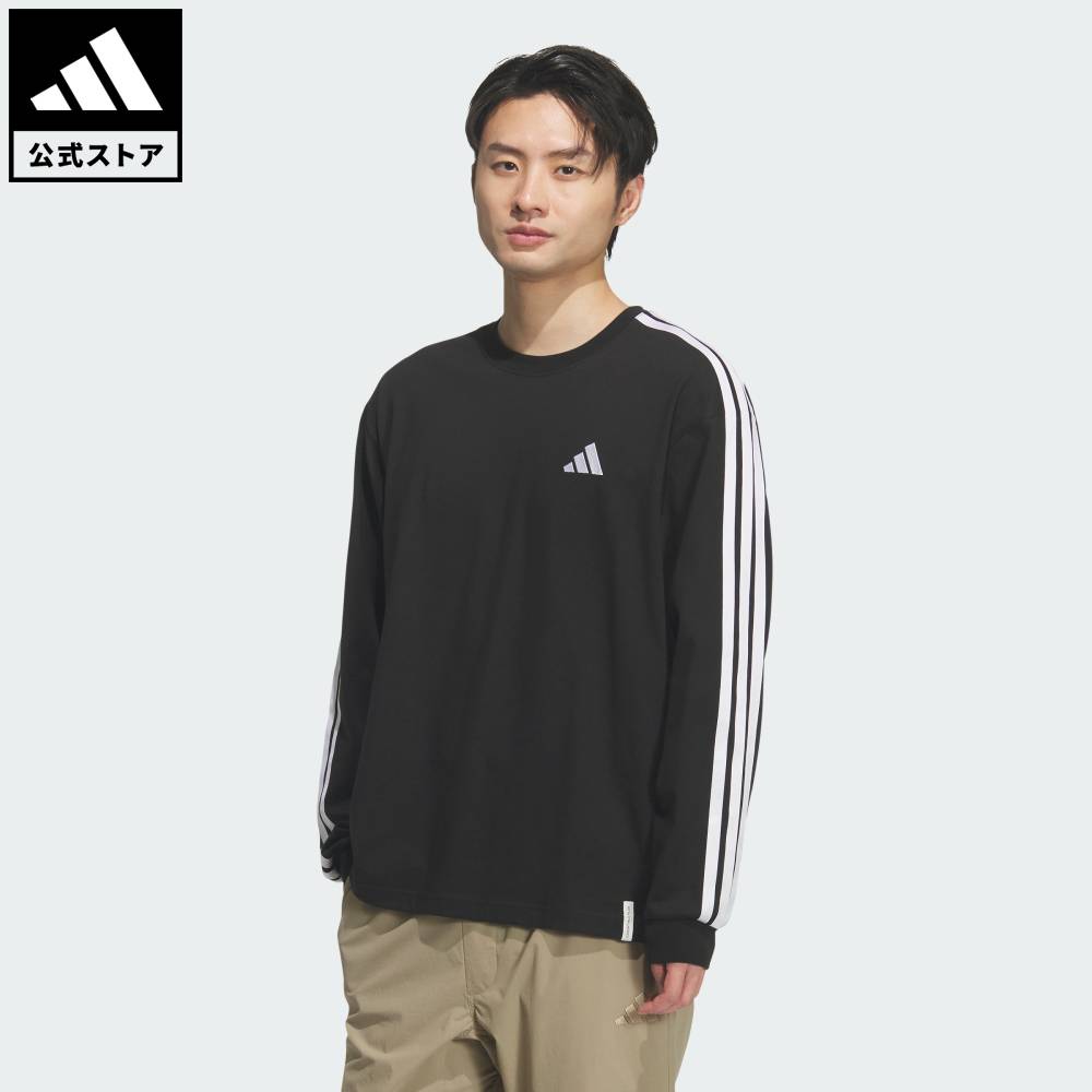 樂天商城 - 【公式】アディダス adidas 返品可 ライフスタイル エッセンシャル プラス ルーズフィット スリーストライプス シングルジャージー 長袖Tシャツ スポーツウェア メンズ ウェア・服 Tシャツ 黒 ブラック KF3728