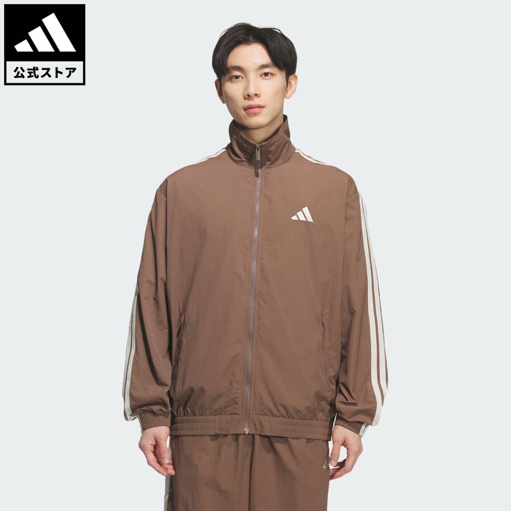 【公式】アディダス adidas 返品可 ライフスタイル 軽パン ウーブントラックトップ スポーツウェア メンズ ウェア・服 ジャージ ブラウン KQ6941