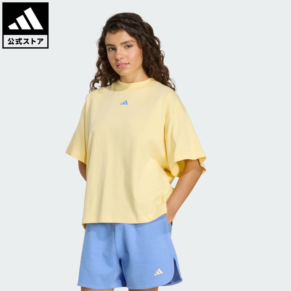 【ポイント20倍 04/29 00:00～05/06 23:59】 【公式】アディダス adidas 返品可 ライフスタイル スリーストライプス スタジオ ボーイフレンド Tシャツ スポーツウェア レディース ウェア・服 Tシャツ イエロー KU6059 【PT】