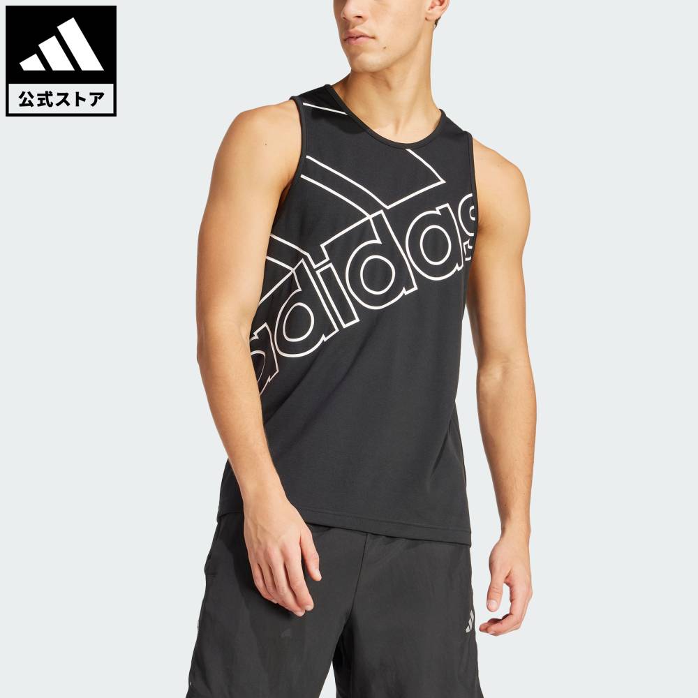 乐天商城 - 【ポイント20倍 5/9 20:00～5/20 23:59】 【公式】アディダス adidas 返品可 ジム・トレーニング AEROREADY トレーニングロゴ グラフィックタンク パフォーマンス メンズ ウェア・服 タンクトップ 黒 ブラック IY6370 【PT】
