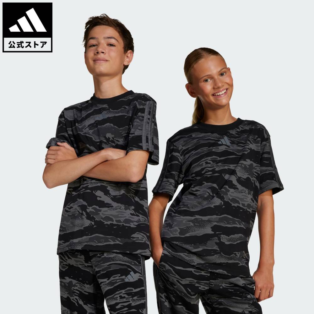 乐天商城 - 【ポイント20倍 5/9 20:00～5/20 23:59】 【公式】アディダス adidas 返品可 ライフスタイル シーズナル エッセンシャルズ カモ 半袖Tシャツ キッズ スポーツウェア キッズ／子供用 ウェア・服 Tシャツ 黒 ブラック JC8527 【PT】