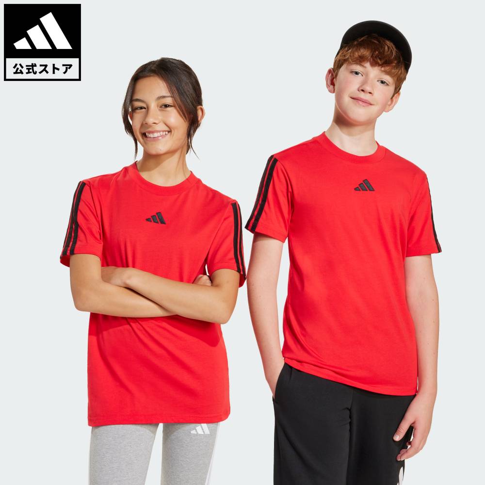 乐天商城 - 【20％OFFクーポン対象 05/09 20:00～05/20 23:59】 【公式】アディダス adidas 返品可 ライフスタイル エッセンシャルズ 半袖Tシャツ キッズ スポーツウェア キッズ／子供用 ウェア・服 Tシャツ 赤 レッド JD6489