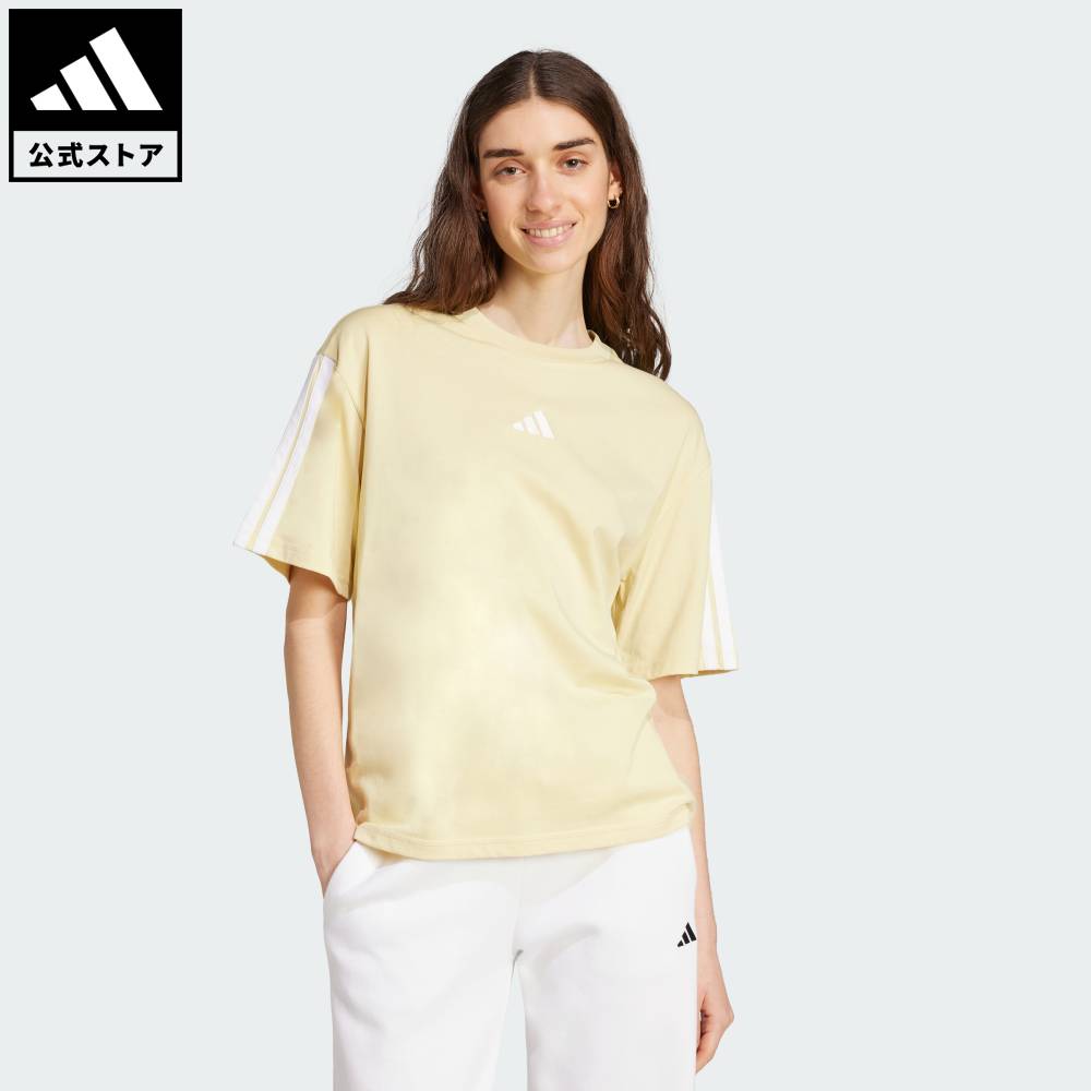 【公式】アディダス adidas 返品可 ライフスタイル エッセンシャルズ スリーストライプス半袖Tシャツ スポーツウェア レディース ウェア・服 Tシャツ イエロー JE1218