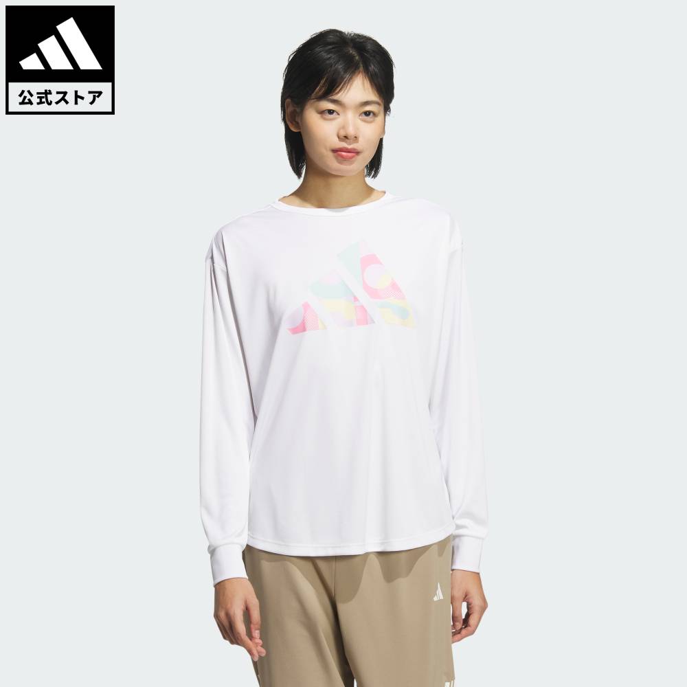 【公式】アディダス adidas 返品可 ライフスタイル 長袖 グラフィックTシャツ スポーツウェア レディース ウェア・服 Tシャツ 白 ホワイト JP0015