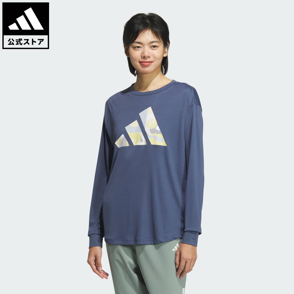 【20％OFFクーポン対象 04/29 00:00～05/06 23:59】 【公式】アディダス adidas 返品可 ライフスタイル 長袖 グラフィックTシャツ スポーツウェア レディース ウェア・服 Tシャツ 青 ブルー JP0016