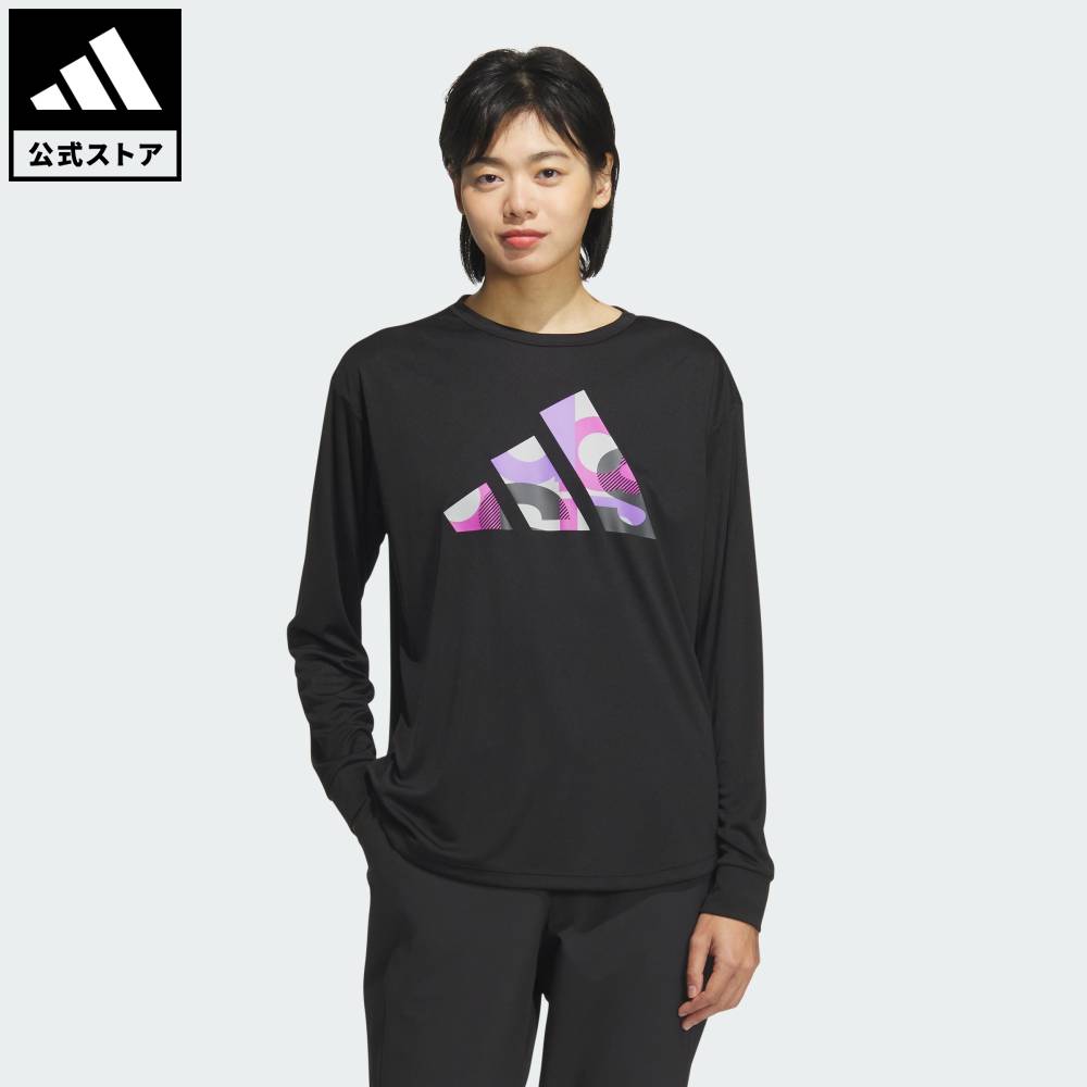 【公式】アディダス adidas 返品可 ライフスタイル 長袖 グラフィックTシャツ スポーツウェア レディース ウェア・服 Tシャツ 黒 ブラック JP0017