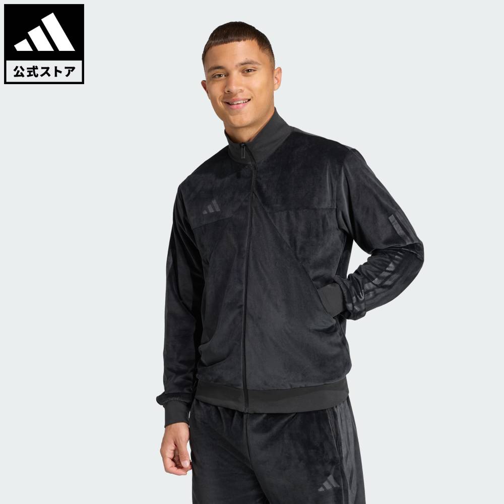 タグ付き adidas ベロア アディダス　トラックジャケット　ブラック　黒　M adidas（アディダス） ジャージ アディカラー ベロア トラックトップ
