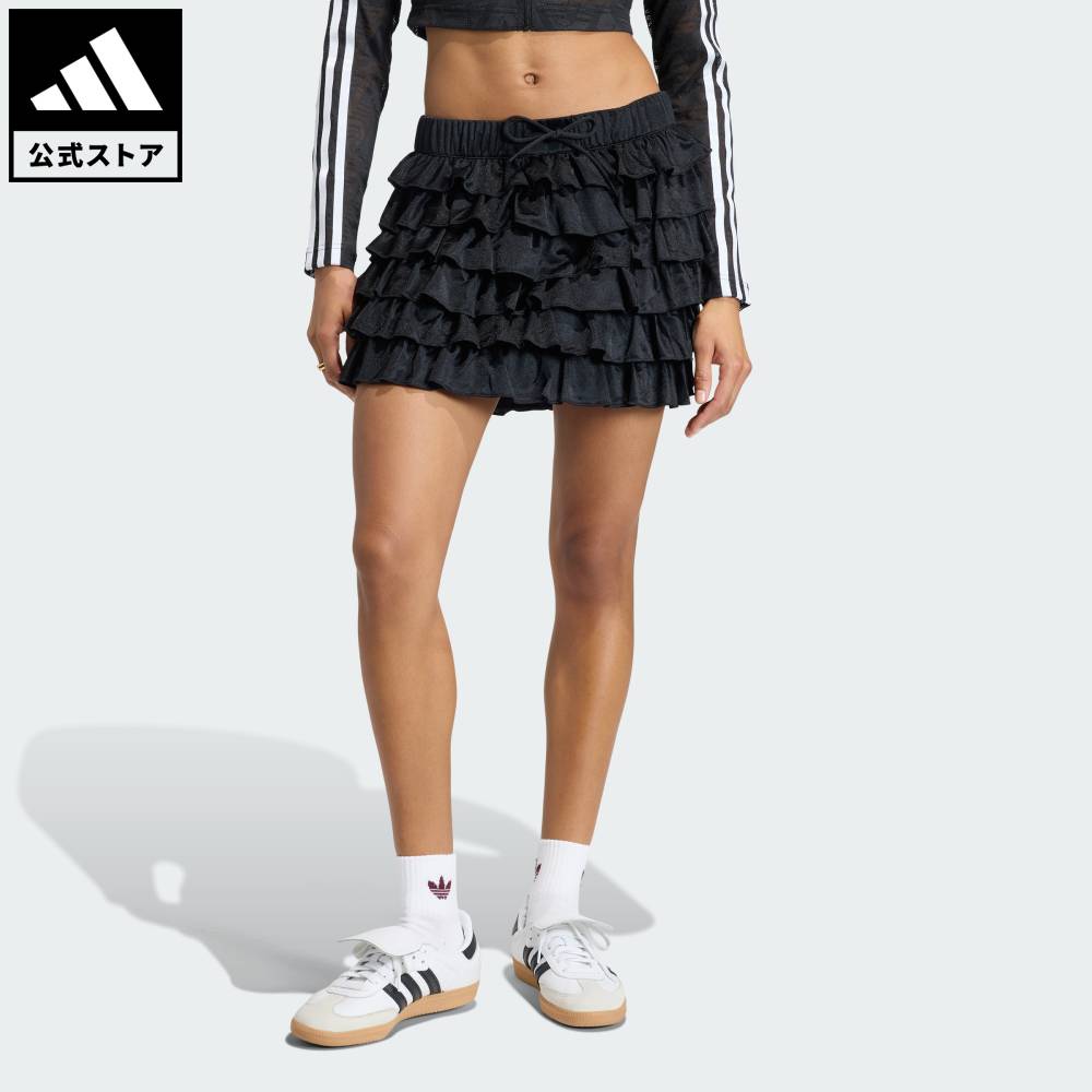 乐天商城 - 【ポイント20倍 5/9 20:00～5/20 23:59】 【公式】アディダス adidas 返品可 ライフスタイル レース フリル ミニスカート オリジナルス レディース ウェア・服 スカート 黒 ブラック KD0348 【PT】