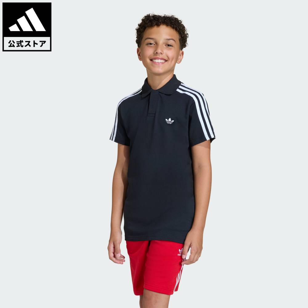 乐天商城 - 【ポイント20倍 5/9 20:00～5/20 23:59】 【公式】アディダス adidas 返品可 ライフスタイル スリーストライプス 半袖ポロTシャツ オリジナルス キッズ／子供用 ウェア・服 Tシャツ 黒 ブラック KE2952 【PT】