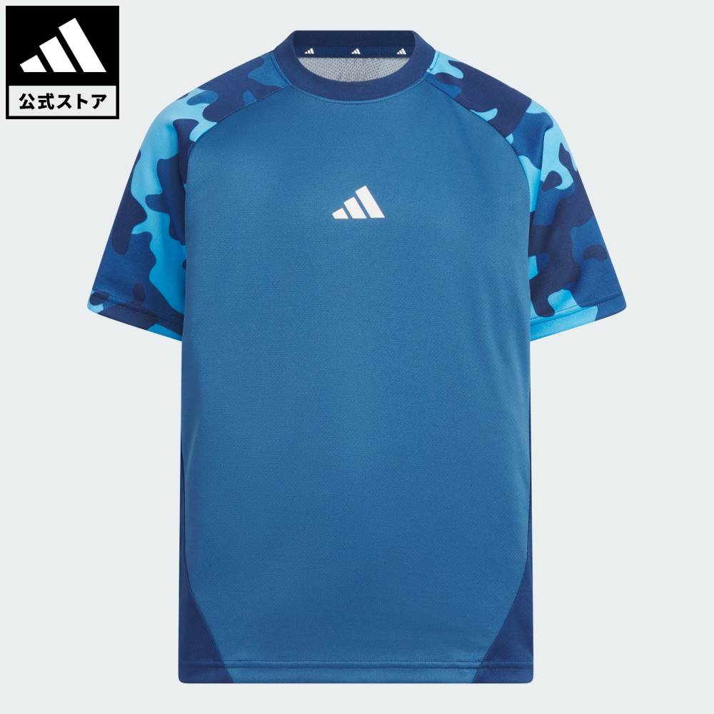 樂天商城 - 【公式】アディダス adidas 返品可 ライフスタイル エッセンシャルズ カモパック ルーズフィット ダブルニット カラーブロックTシャツ スポーツウェア キッズ／子供用 ウェア・服 Tシャツ 青 ブルー KF9016