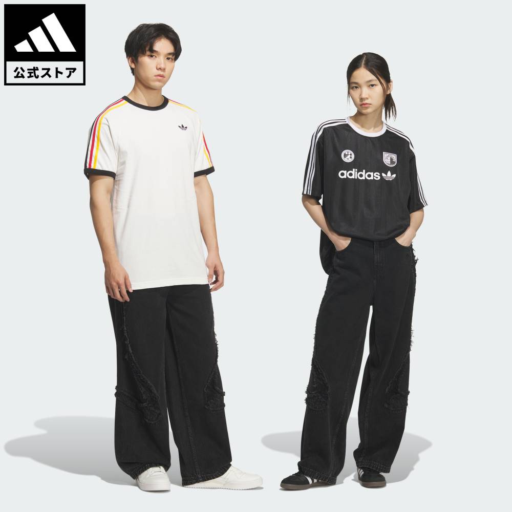 乐天商城 - 【ポイント20倍 5/9 20:00～5/20 23:59】 【公式】アディダス adidas 返品可 ライフスタイル チームガイスト ワイド デニム パンツ オリジナルス ユニセックス ウェア・服 ボトムス 黒 ブラック KS4691 【PT】
