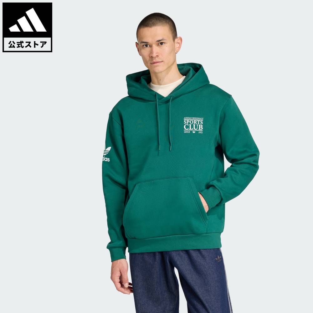 【20％OFFクーポン対象 05/09 20:00～05/20 23:59】 【公式】アディダス adidas 返品可 ライフスタイル グラフィック・パーカー オリジナルス メンズ ウェア・服 スウェット（トレーナー） 緑 グリーン JX3059