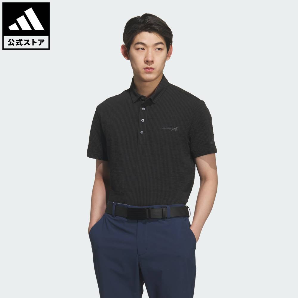 乐天商城 - 【ポイント10倍 5/9 20:00～5/20 23:59】 【公式】アディダス adidas 返品可 ゴルフ シアサッカー半袖ポロ パフォーマンス メンズ ウェア・服 ポロシャツ 黒 ブラック JY8230 【PT】