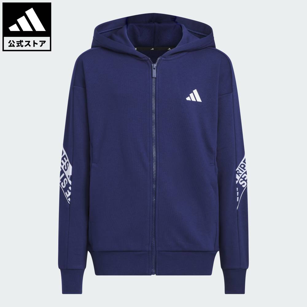 【公式】アディダス adidas 返品可 ライフスタイル キッズ ワーディングパック ルーズフィット フレンチテリー フルジップパーカー スポーツウェア キッズ／子供用 ウェア・服 パーカー（フーディー） 青 ブルー KA3775 【PT】