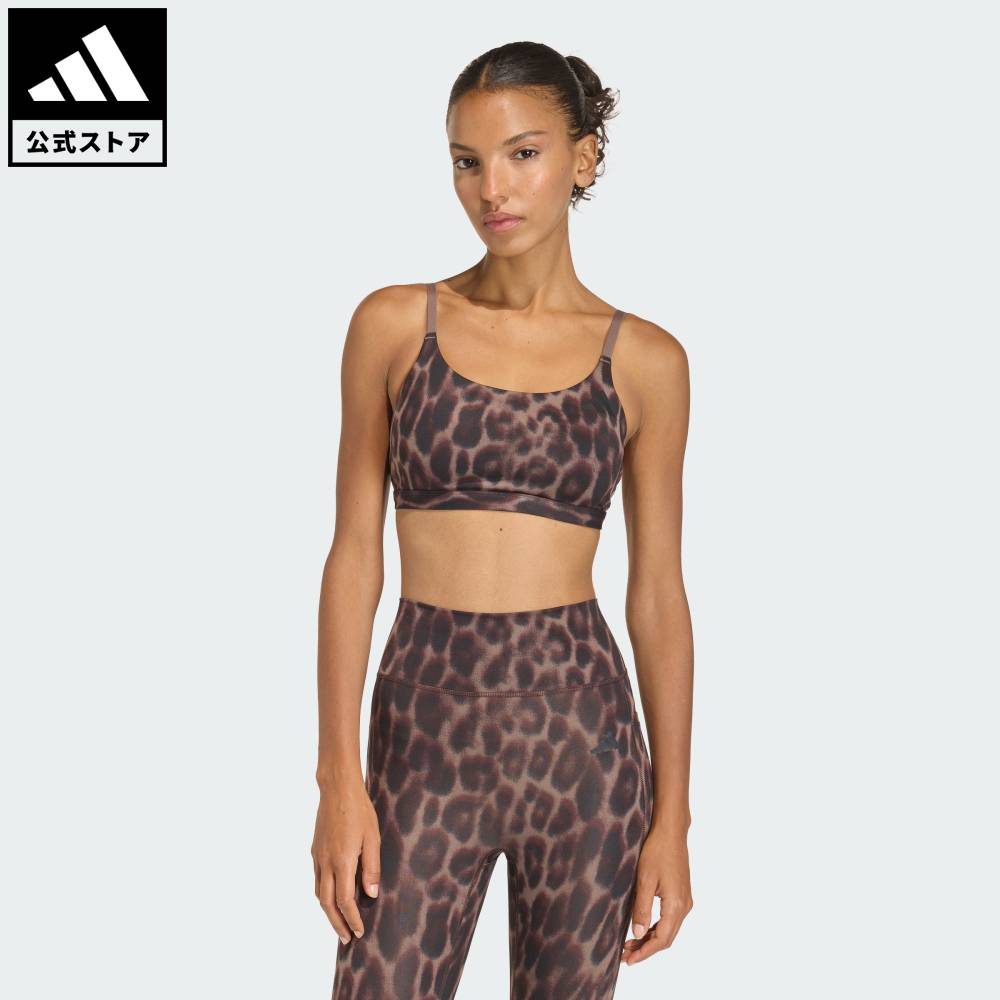 樂天商城 - 【公式】アディダス adidas 返品可 ジム・トレーニング Optime エッセンシャルズ ワークアウト レオパード ライト サポート ブラ パフォーマンス レディース ウェア・服 スポーツブラ ブラウン KA6343