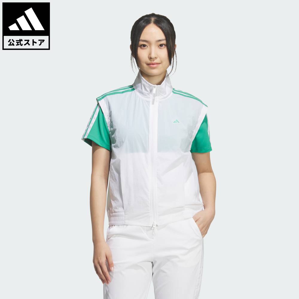 Brand：パフォーマンスSports：ゴルフCategory：ウェア・服【09cg】【color:ホワイト】【size:J/XS】 【size:J/S】 【size:J/M】 【size:J/L】 【size:J/XL】 スポーツブランドアディダス公式ショップ2026年02月時点の発売時販売価格よりも値下げしていますスリーストライプス ウーブンベストスリーストライプス ウーブンベストは、いつの時代も変わらないゴルフ スタイルと、アディダスのスポーツ パフォーマンスを融合。丈夫なリップストップ生地を使用し、信頼できる優れた耐久性と快適な着心地を両立、長時間コースでプレーする日に最適。レギュラーフィットで、スイングの際の大きな体の動きにも対応。ウーブン構造により、軽さと通気性をそのままに、耐久性をさらに強化。アディダスの伝統を感じさせる、アイコニックなスリーストライプス ロゴがデザインを引き締める。ゴルフ練習場でも、コースをのんびり回るときも、頼りになる定番アイテム。耐久性と機能性に優れた、ウーブン リップストップ生地のゴルフ ベスト。レギュラーフィットナイロン87% / ポリウレタン13%リップストップ生地商品番号：KD7203色：Whiteモデル：WR687スポーツ：ゴルフSize胸囲うしろ着丈J/XSJ/SJ/MJ/LJ/XL89cm93cm97cm101cm104cm54cm55cm55cm56cm56cm※ 上記の数値はそれぞれのサイズにおける製品の寸法を表しています。※ 商品によっては、表示の寸法から若干の誤差（1～2cm）が発生する場合があります。※ 同じサイズでも、製品の素材の特徴やデザインによって着用感が異なる場合があります。Other Color