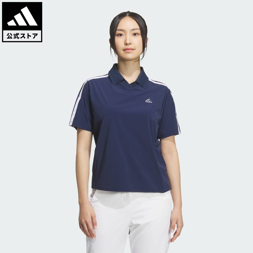 乐天商城 - 【ポイント10倍 5/9 20:00～5/20 23:59】 【公式】アディダス adidas 返品可 ゴルフ スリーストライプス ウーブン 半袖シャツ パフォーマンス レディース ウェア・服 ポロシャツ 青 ブルー KE5944 【PT】