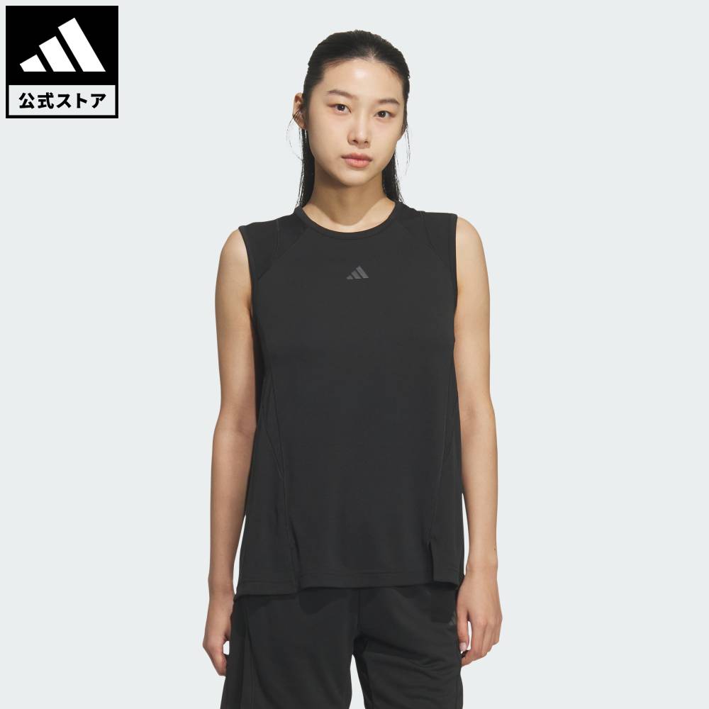 【公式】アディダス adidas 返品可 ジム・トレーニング トレーニング エッセンシャルズ プラス ルーズフィット クールセンサー ロング レギュラー ノースリーブTシャツ パフォーマンス レディース ウェア・服 タンクトップ 黒 ブラック KE9115