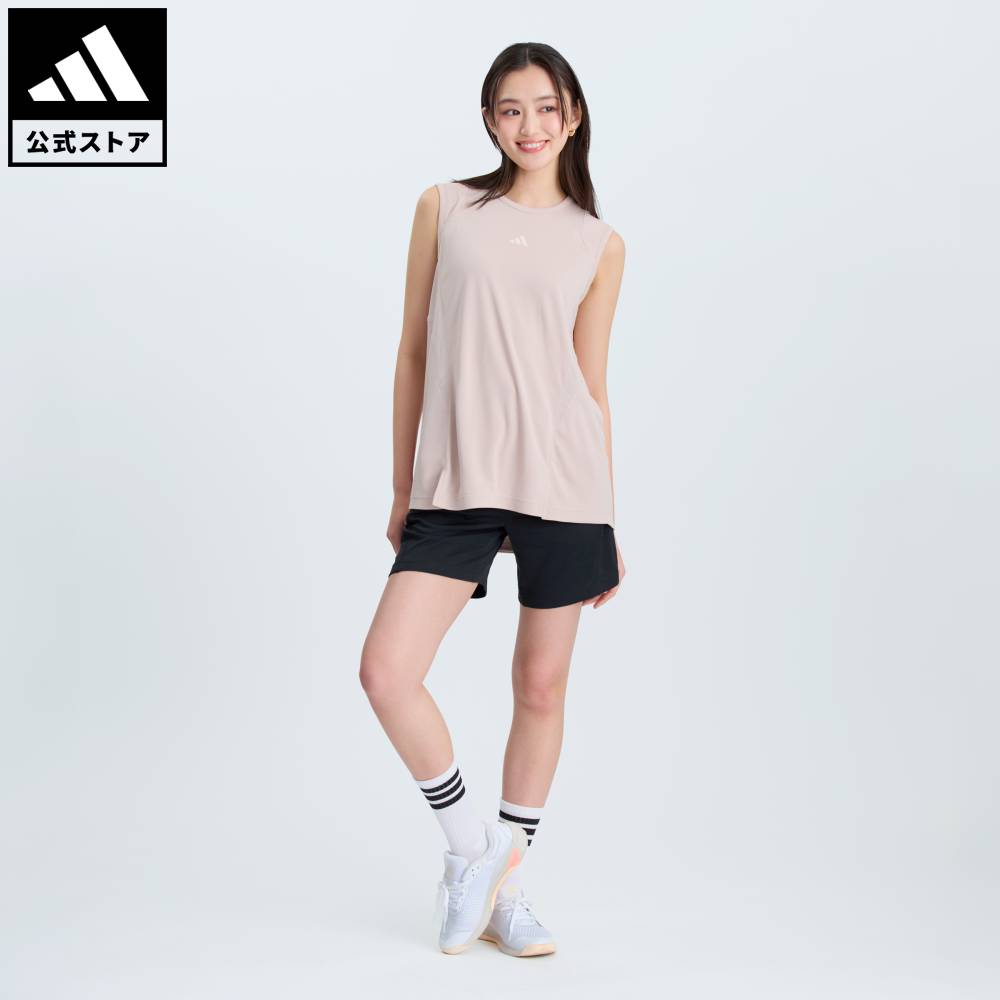 【公式】アディダス adidas 返品可 ジム・トレーニング トレーニング エッセンシャルズ プラス ルーズフィット クールセンサー ロング レギュラー ノースリーブTシャツ パフォーマンス レディース ウェア・服 タンクトップ ブラウン KE9116