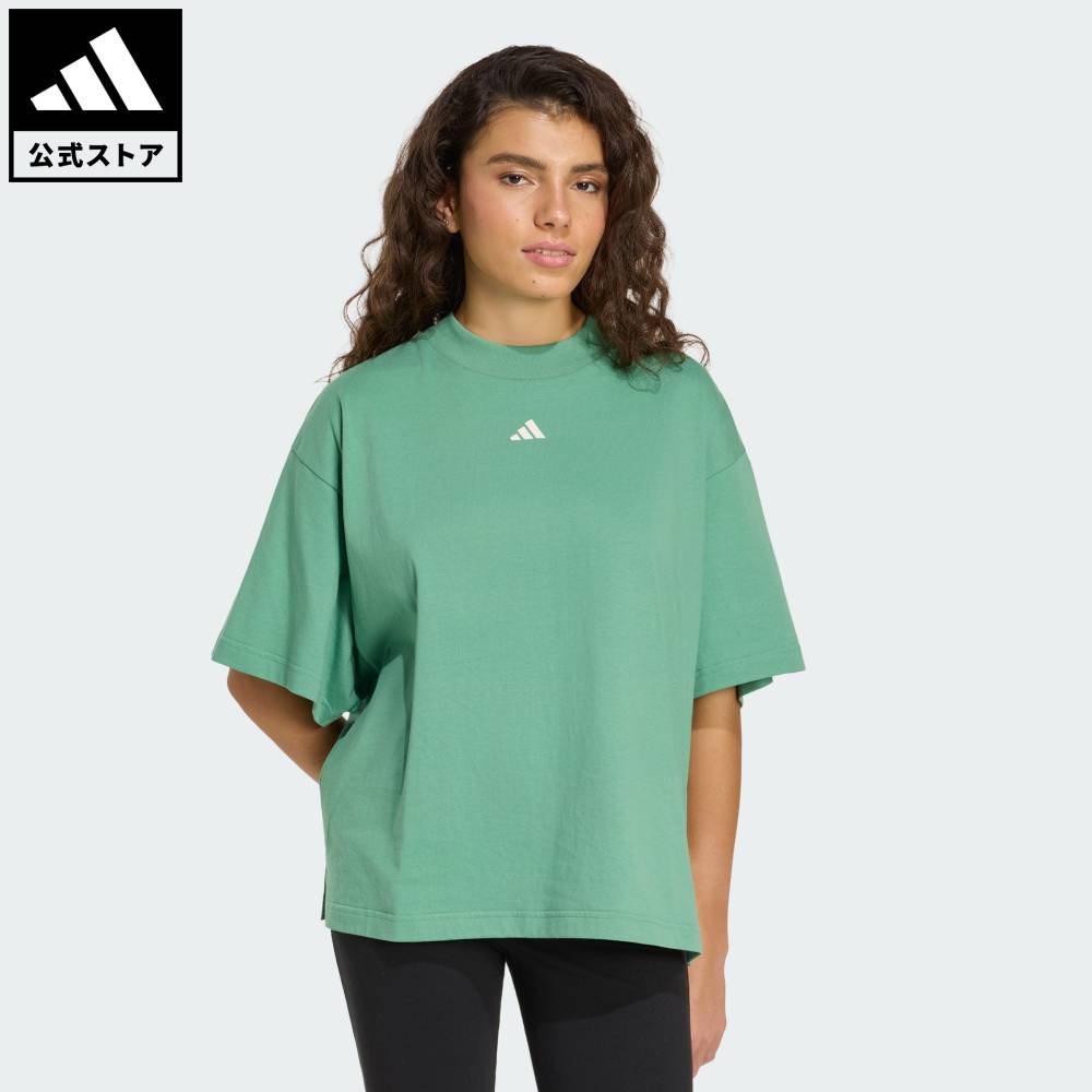 【ポイント20倍 04/29 00:00～05/06 23:59】 【公式】アディダス adidas 返品可 ライフスタイル スリーストライプス スタジオ ボーイフレンド Tシャツ スポーツウェア レディース ウェア・服 Tシャツ 緑 グリーン KU6061 【PT】