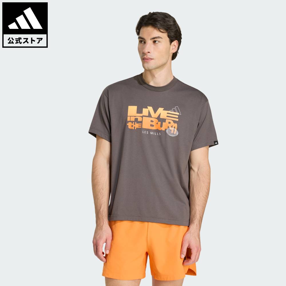 【公式】アディダス adidas 返品可 ジム・トレーニング LES MILLS コミュニティ グラフィックTシャツ パフォーマンス メンズ ウェア・服 Tシャツ ブラウン KW4469