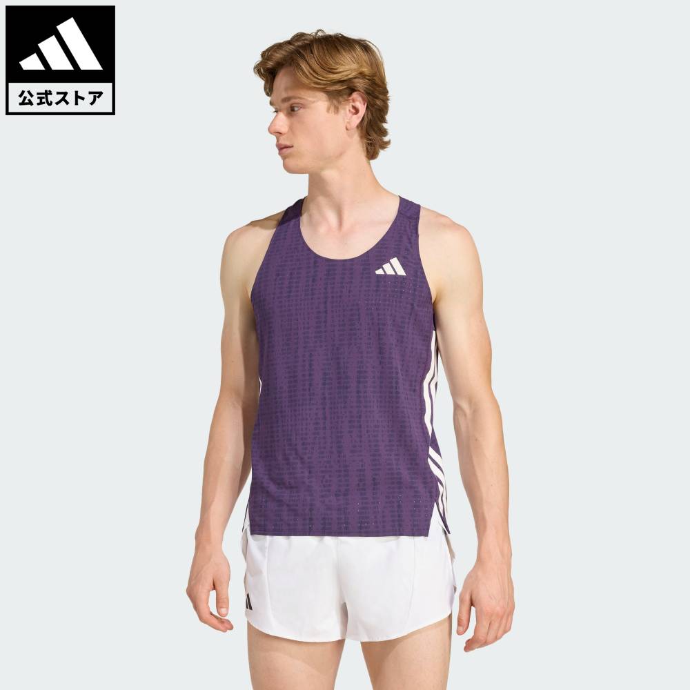 乐天商城 - 【ポイント20倍 5/9 20:00～5/20 23:59】 【公式】アディダス adidas 返品可 ランニング adizeroランニングシングレット パフォーマンス メンズ ウェア・服 Tシャツ 紫 パープル JP3773 【PT】