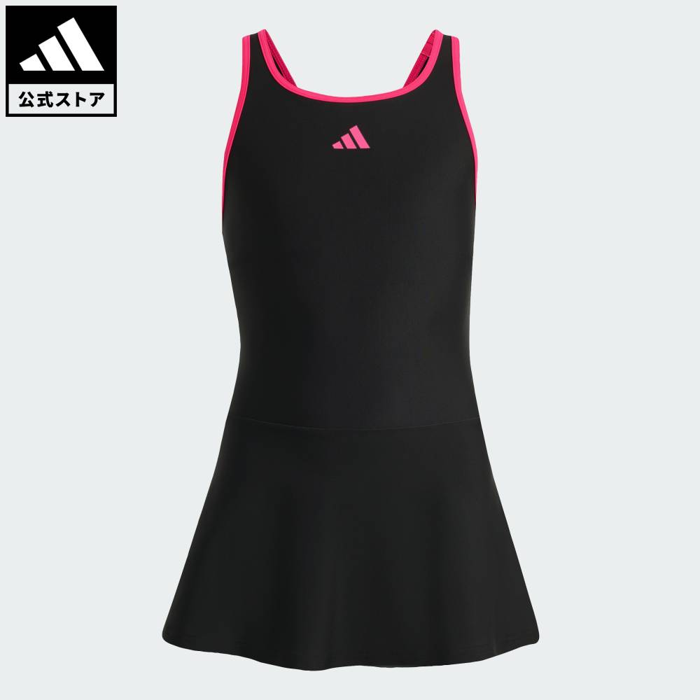 ADIDAS - 【公式】アディダス adidas 返品可 水泳 レーサーバック スイム ドレス キッズ スポーツウェア キッズ／子供用 ウェア・服 水着 黒 ブラック JZ0742