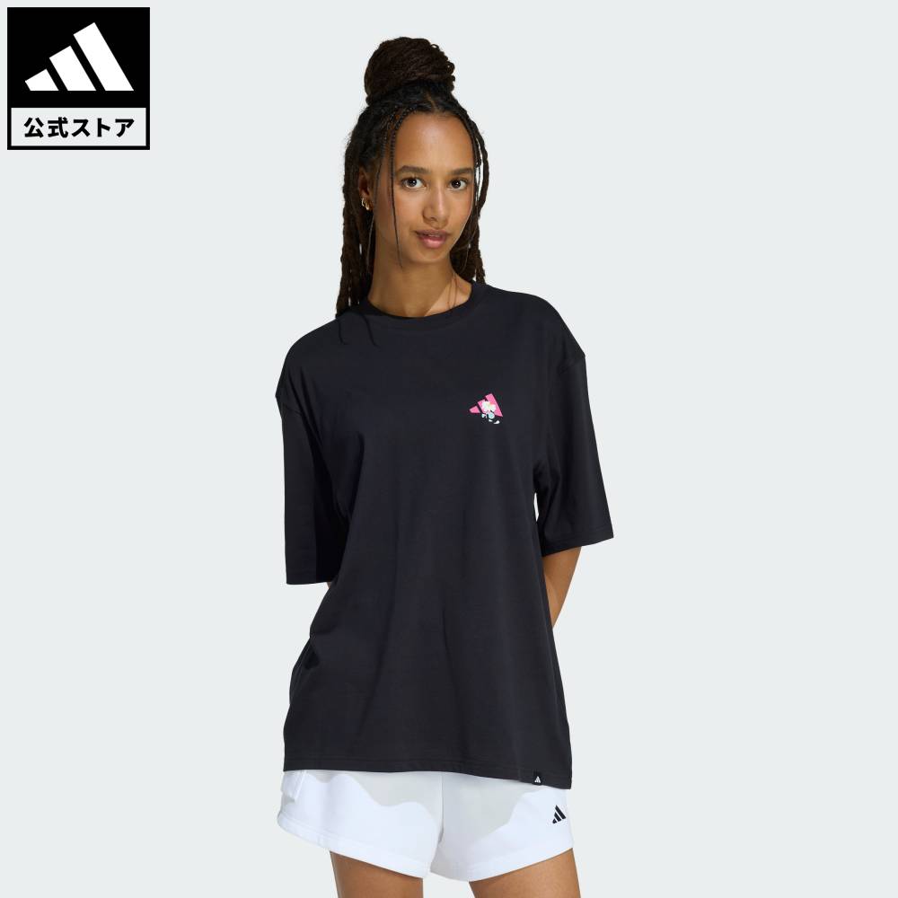 【公式】アディダス adidas 返品可 ライフスタイル ソフトサイド オーバーサイズ グラフィック Tシャツ スポーツウェア レディース ウェア・服 Tシャツ 黒 ブラック KA5093