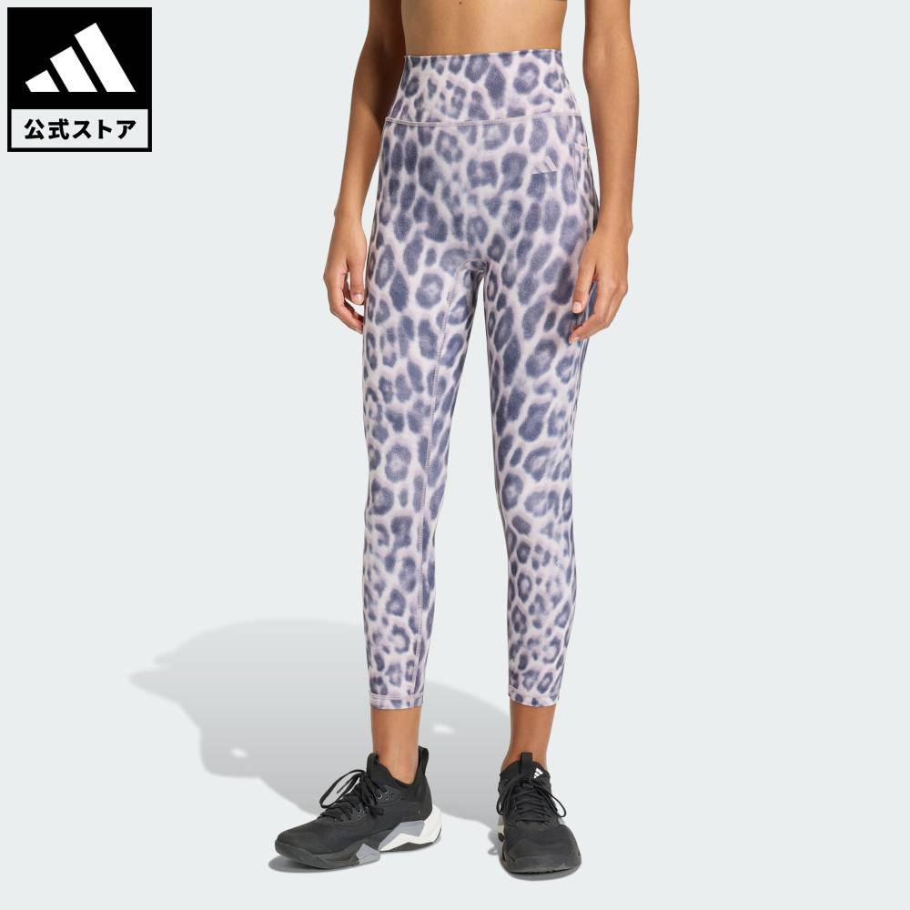 【公式】アディダス adidas 返品可 ジム・トレーニング Optime エッセンシャルズ ワークアウト レオパード 7/8 レギンス パフォーマンス レディース ウェア・服 タイツ・レギンス 紫 パープル KA6348