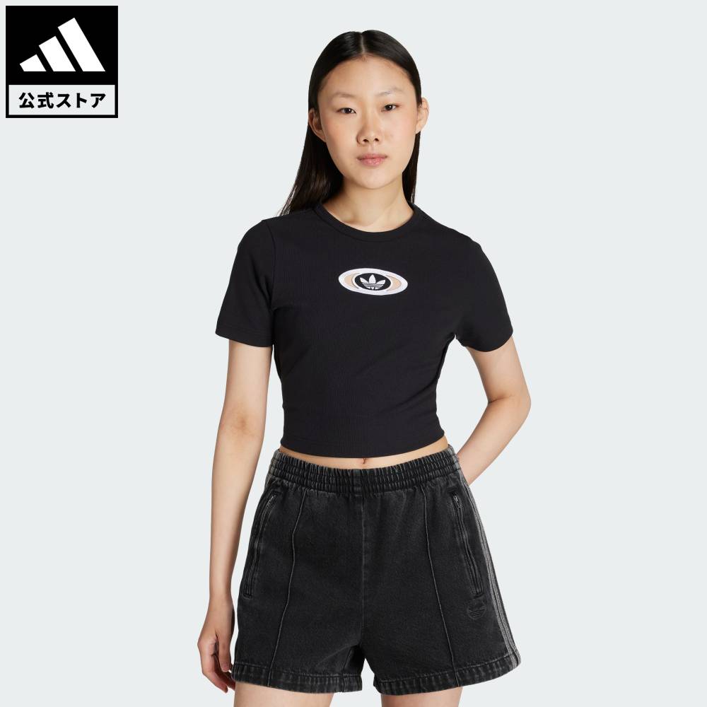 【公式】アディダス adidas 返品可 ライフスタイル アディダス オリジナルス キャンパス 2000 バックカットアウト リブ 半袖Tシャツ オリジナルス レディース ウェア・服 Tシャツ 黒 ブラック KC8804