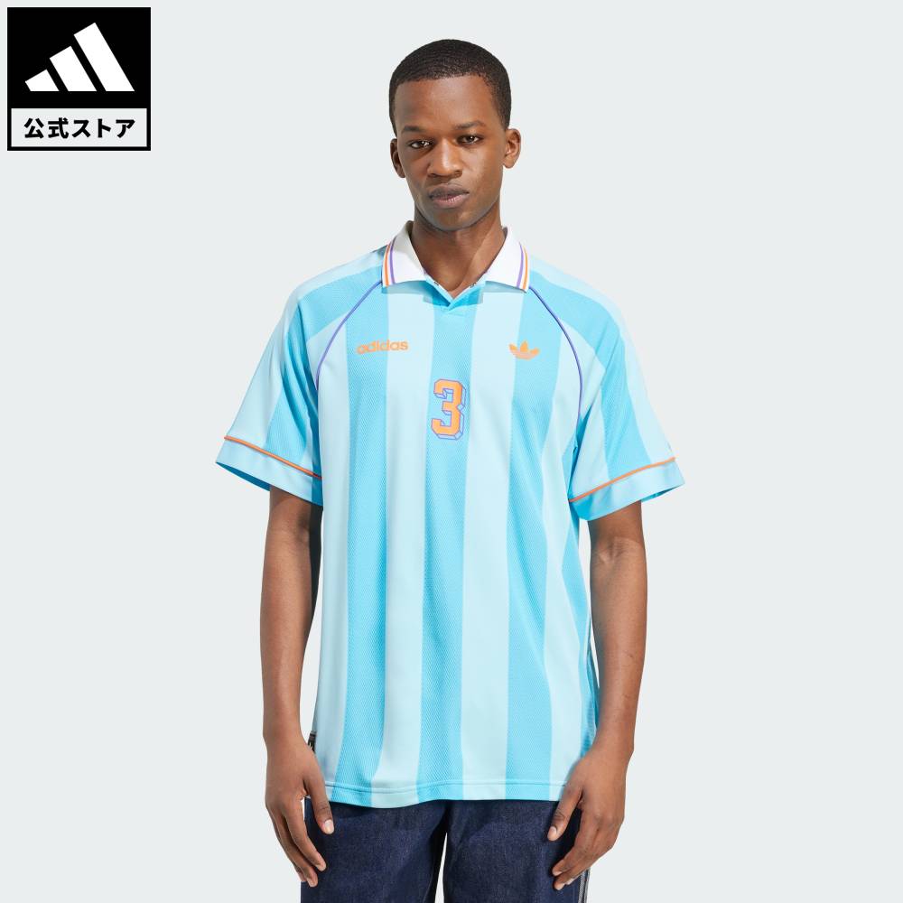 乐天商城 - 【30％OFFクーポン対象 05/09 20:00～05/20 23:59】 【公式】アディダス adidas 返品可 ライフスタイル ジャカード・ストライプ・ジャージー オリジナルス メンズ ウェア・服 ユニフォーム 青 ブルー KD2308