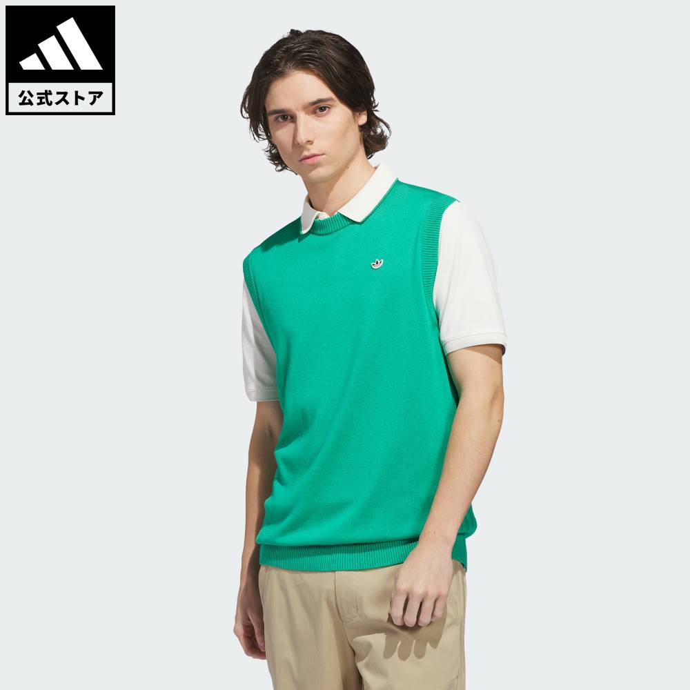 Brand：オリジナルスSports：ゴルフCategory：ウェア・服【14cg】【color:グリーン】【size:J/S】 【size:J/M】 【size:J/L】 【size:J/XL】 【size:J/2XL】 【size:J/3XL】 スポーツブランドアディダス公式ショップオリジナルス カシミヤ ブレンド ベストラグジュアリーと性能を融合させたのが、このオリジナルス カシミヤ ベスト。カシミヤ混紡素材を使用しているので、アクティブな生活を送りながらも上質なものを身に着けたい人にぴったり。プルオーバースタイルで着やすいだけでなく、伸縮性のある裾とアームホールにより優れたフィット感を実現。暖かさと動きやすさを見事に両立した。左胸のトレフォイルロゴは、アディダスの伝統を感じさせる。また、レギュラーフィットなので、スタイルを損なうことなく快適。ゴルフコースでもカジュアルな外出のときでも、快適でありながらシャープな見た目。スタイリッシュで着心地のよい一着に仕上がっている。フラットニット生地で快適さを追求したノースリーブベスト。レギュラーフィットクルーネックレーヨン66% / ウールカシミヤ13% / ウールメリノ13% / ナイロン8%フラットニット生地伸縮性に優れたアームホール伸縮性に優れた裾商品番号：KB8583色：Court Greenモデル：CA045スポーツ：ゴルフSize胸囲うしろ着丈J/SJ/MJ/LJ/XLJ/2XLJ/3XL98cm103cm105cm108cm110cm116cm64cm65cm65cm66cm66cm68cm※ 上記の数値はそれぞれのサイズにおける製品の寸法を表しています。※ 商品によっては、表示の寸法から若干の誤差（1～2cm）が発生する場合があります。※ 同じサイズでも、製品の素材の特徴やデザインによって着用感が異なる場合があります。Other Color