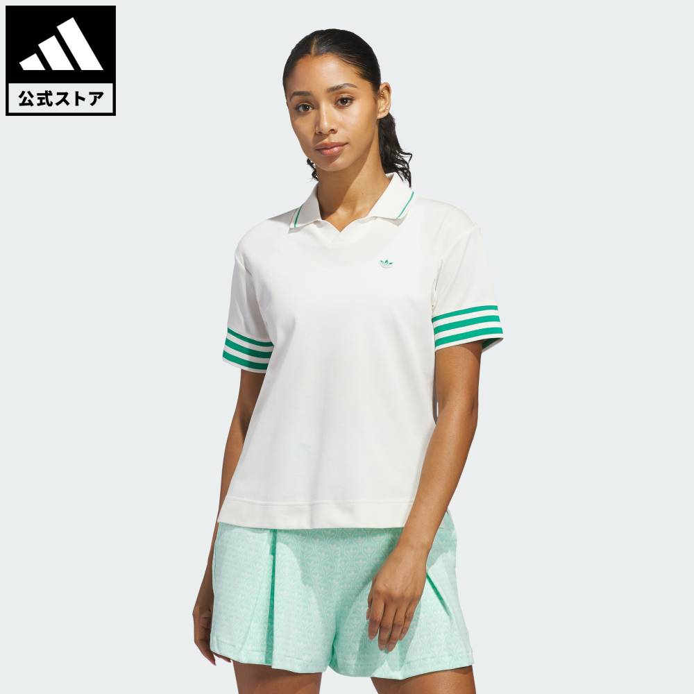 乐天商城 - 【公式】アディダス adidas 返品可 ゴルフ オリジナルス スリーストライプス ポロシャツ オリジナルス レディース ウェア・服 ポロシャツ 白 ホワイト KB8601