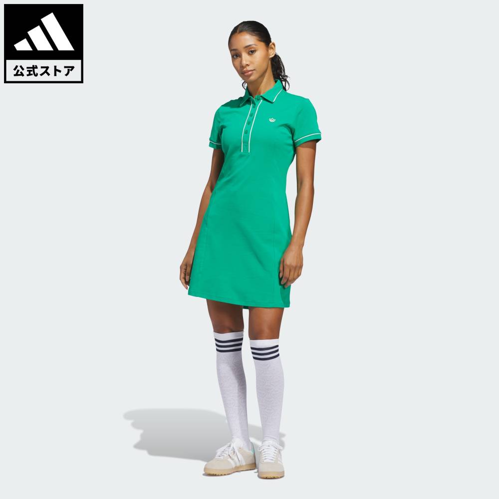 Brand：オリジナルスSports：ゴルフCategory：ウェア・服【14cg】【color:グリーン】【size:J/XS】 【size:J/S】 【size:J/M】 【size:J/L】 【size:J/XL】 スポーツブランドアディダス公式ショップオリジナルス ドレス最初のティーに立つときも、19番ホールでくつろぐときも、このオリジナルスドレスでスタイリッシュに。コースでパフォーマンスを発揮するのはもちろんのこと、コース外でもスタイリッシュに着られるように作られており、スマートなポロスタイルの襟は立てても寝かしてもよい。胸の小さなトレフォイルは、ゴルフに対する真剣な思いを表現。背面のポケットにスコアカードや携帯電話を入れておけば、必要なときにいつでも取り出せる。細部にまでこだわって作られているため、アクティブなライフスタイルをサポート。どこでも快適でスタイリッシュな気分に。コースの中でも外でも、アディダスのスタイルをアピールできるスマートなゴルフドレス。レギュラーフィットボタンプラケット付きの襟バックポケット商品番号：KB8607色：Court Greenモデル：UV021スポーツ：ゴルフSize胸囲うしろ着丈袖丈裾回りヒップJ/XSJ/SJ/MJ/LJ/XL78cm82cm86cm90cm93cm87cm88cm88cm89cm89cm15cm16cm16cm17cm17cm99cm103cm107cm111cm114cm88cm92cm96cm100cm103cm※ 上記の数値はそれぞれのサイズにおける製品の寸法を表しています。※ 商品によっては、表示の寸法から若干の誤差（1～2cm）が発生する場合があります。※ 同じサイズでも、製品の素材の特徴やデザインによって着用感が異なる場合があります。Other Color