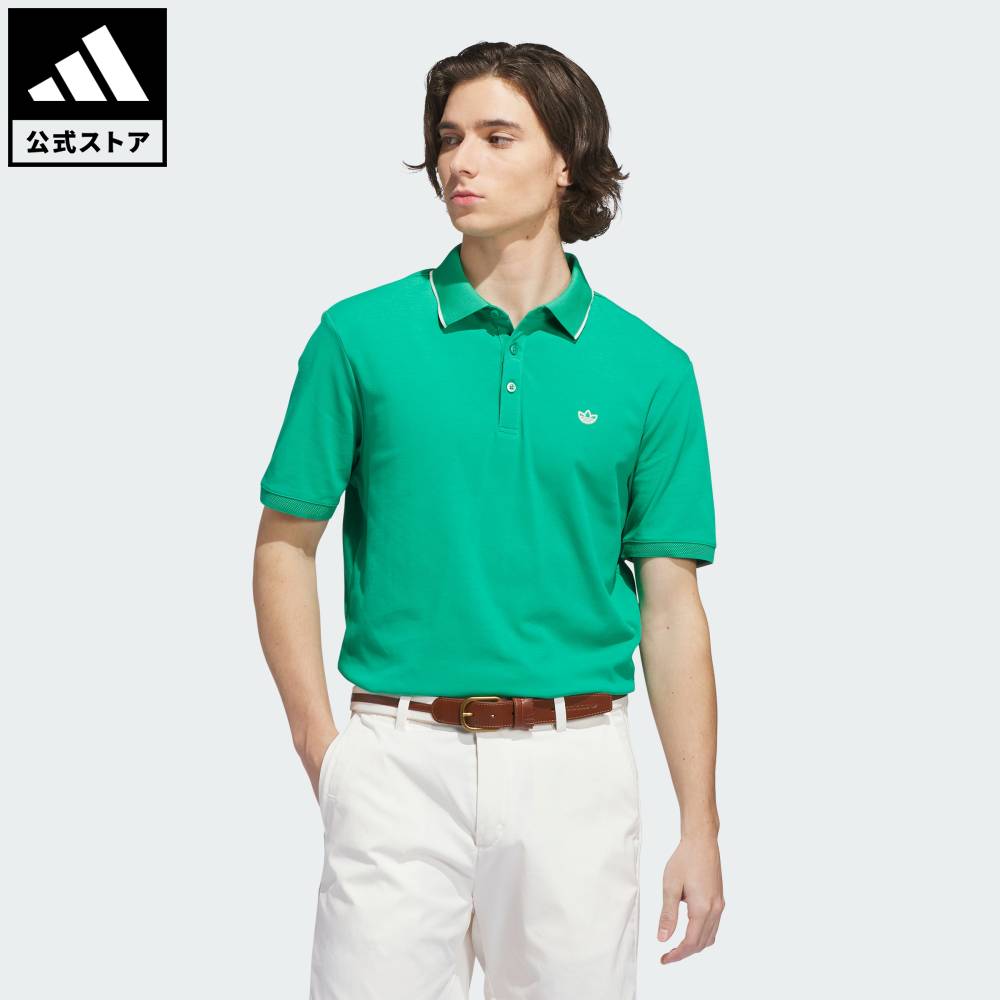 乐天商城 - 【公式】アディダス adidas 返品可 ゴルフ ツイストニット ワンポイントロゴ 半袖ポロ パフォーマンス メンズ ウェア・服 ポロシャツ 緑 グリーン KB8616