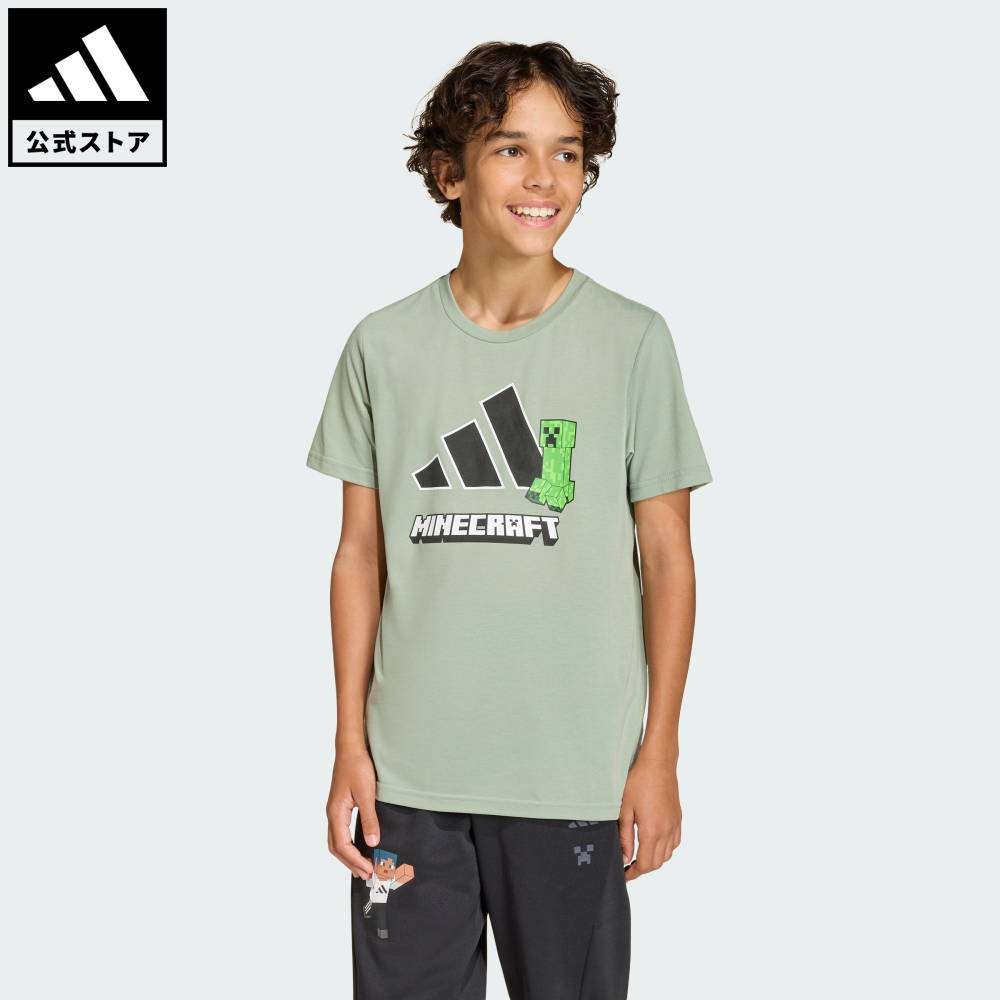 乐天商城 - 【ポイント20倍 5/9 20:00～5/20 23:59】 【公式】アディダス adidas 返品可 ジム・トレーニング アディダス マインクラフトトレーニングTシャツ スポーツウェア キッズ／子供用 ウェア・服 Tシャツ 緑 グリーン KD6873 【PT】